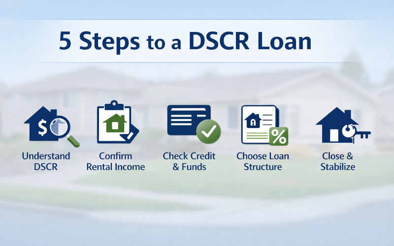 Five steps to a DSCR loan graphic